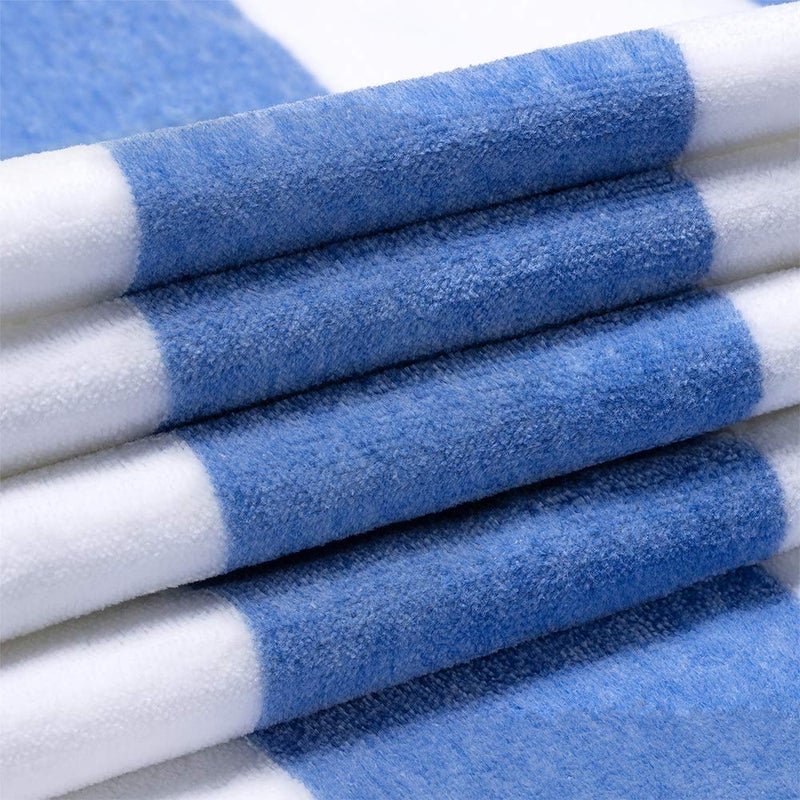 HENBAY Cotton Oversized Beach Towel - Large 70 x 35 Inch Pool Towel, Blue Striped Quick Dry Swimming Cabana Towel - Image 2